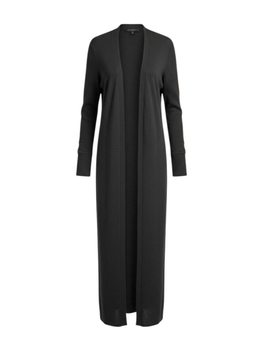 White House Black Market Black Long Open-Front Ribbed Knit Cardigan Sweater S